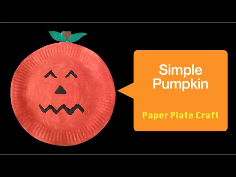Halloween Pumpkin Paper Plate Craft with Toddler