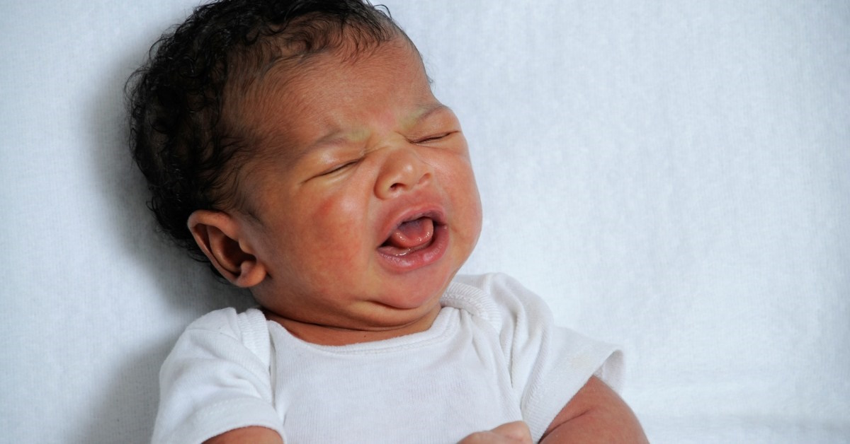 8-week-old baby crying in pain
