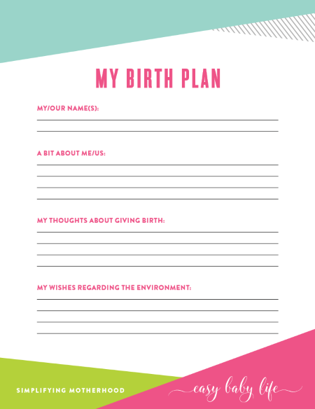 Template for your birthing plan - Easy Baby Life